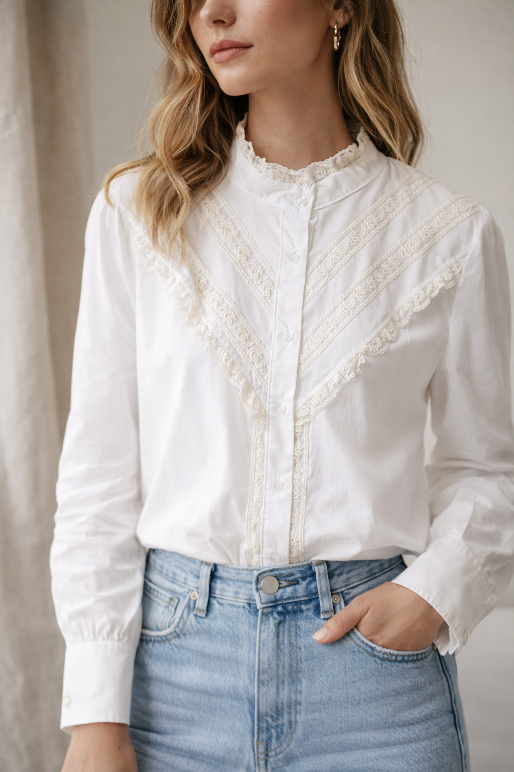 CAMISA SWEET- BLANCA CON ENCAJE